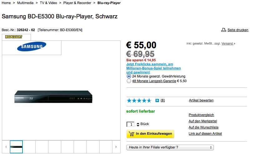 Samsung BD-E5300 Blu-Ray Player