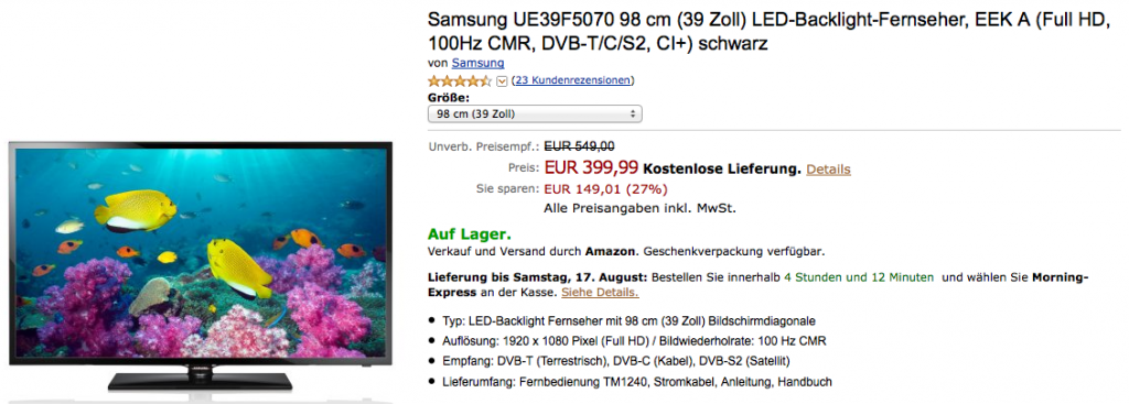 Samsung UE39F5070 LED-Backlight-Fernseher