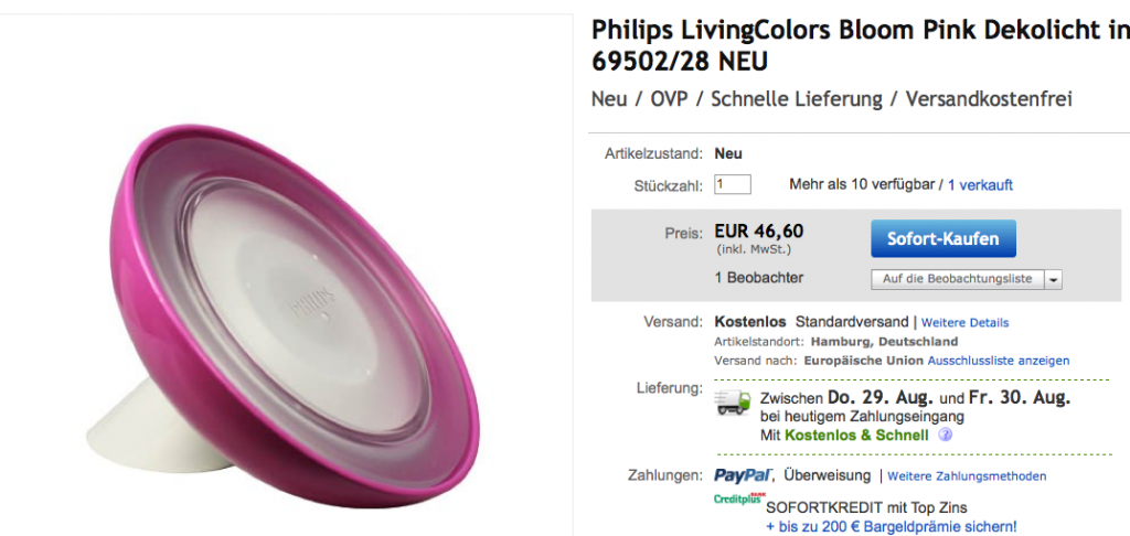 Philips LivingColors Bloom Pink