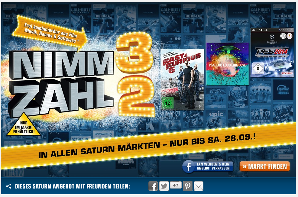 Nimm 3 Zahl 2 bei Saturn