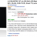 LG 50LN5708 50 Zoll LED-Backlight-Fernseher mit WLAN-Stick für 666 €