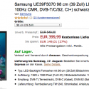 Samsung UE39F5070 (39 Zoll) LED-Fernseher für nur 399 €