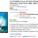 LG 47LN5406 LED-Fernseher für 450 € bei Amazon